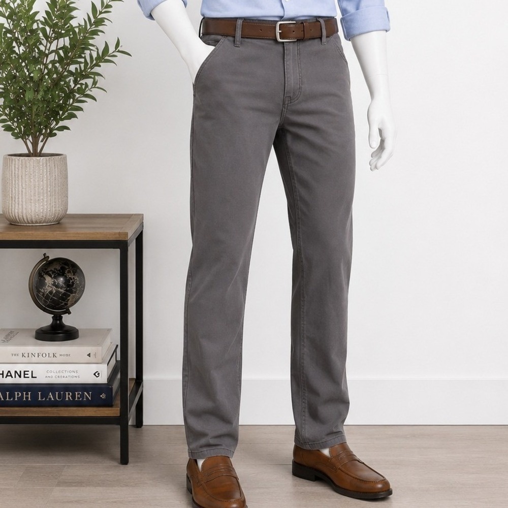 IZOD Mens Pants Gray Regular Fit Comfort Stretch Chino 34x29